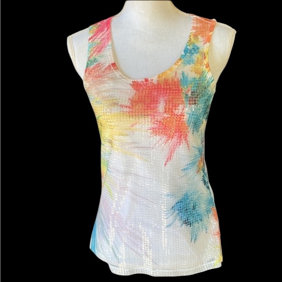 Only nine ladies tank top sequin sleeveless. NWOT. fully line medium petite - Picture 1 of 16